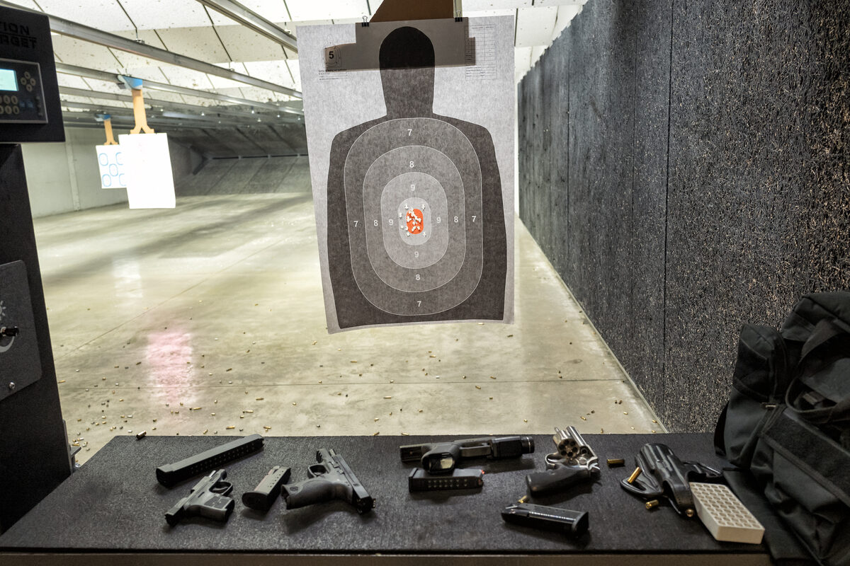 Ballistic tiles lining a shooting range
