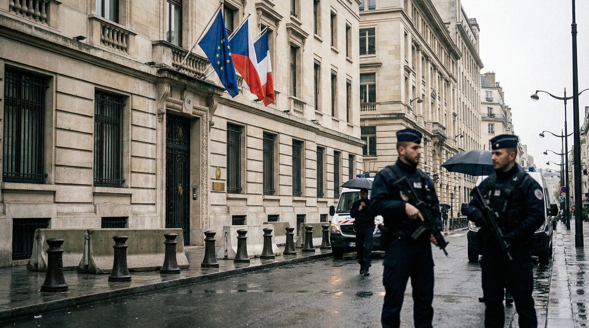 Embassy building with security infrastructure