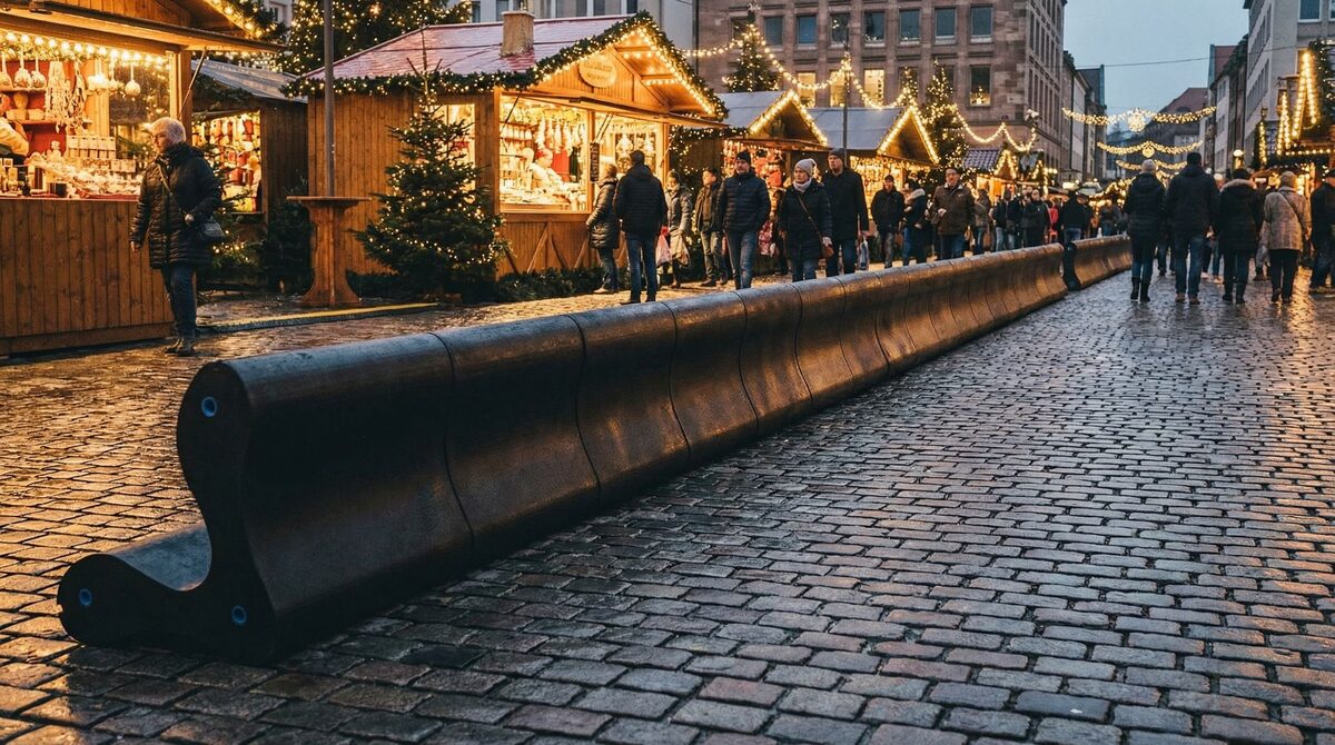 Impakt Defender barriers securing a Christmas market