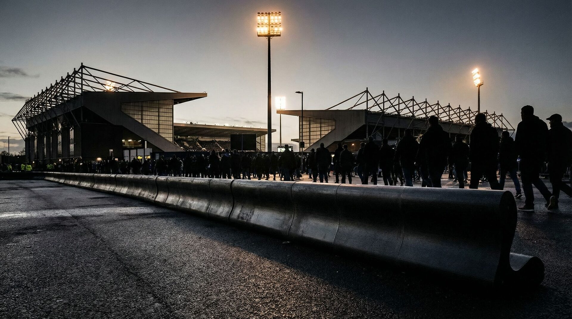 Impakt Defender barriers at a stadium entrance