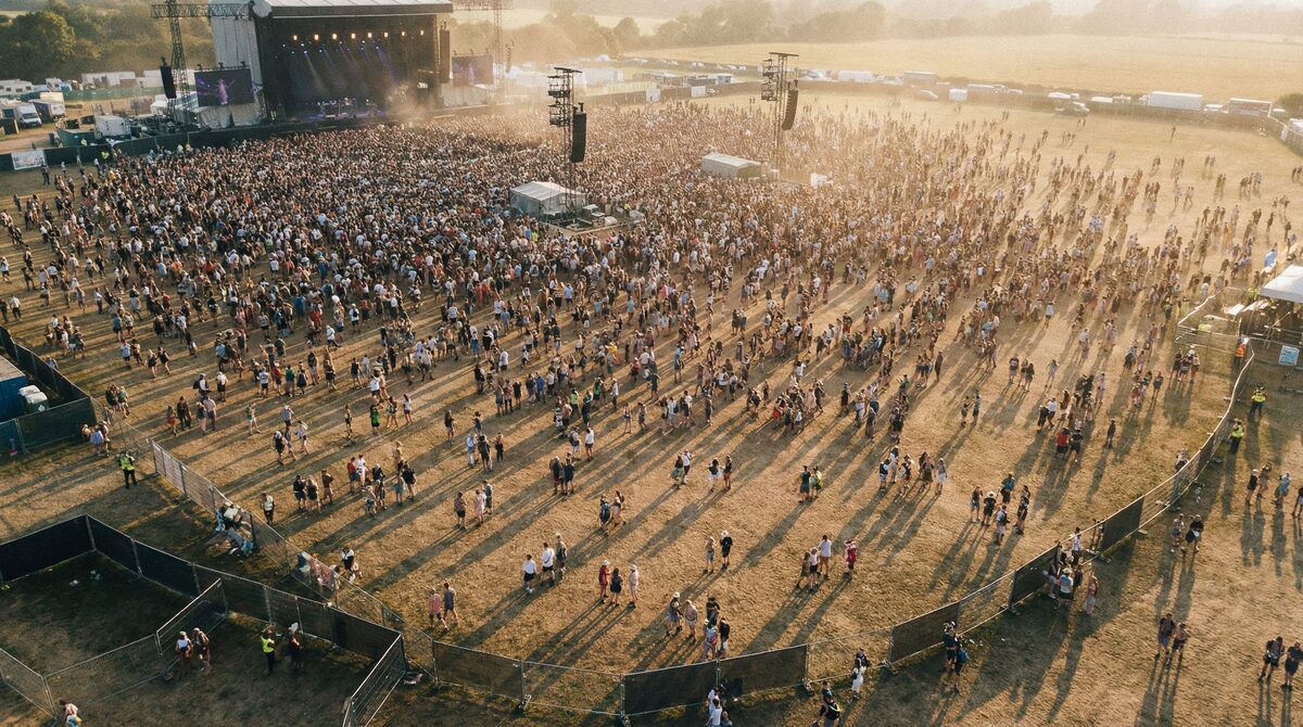 Aerial view of a music festival